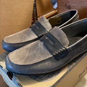 Born Men's Blue Gray Leather Penny Loafers